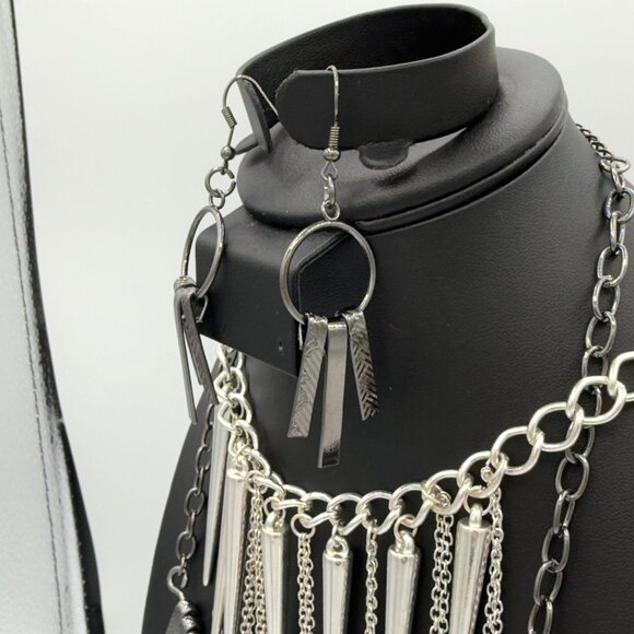 Jewelry Lot Women Collar Spikes Rivets Chunky Draped Silver Gold Tone Mix Metals - Picture 11 of 16